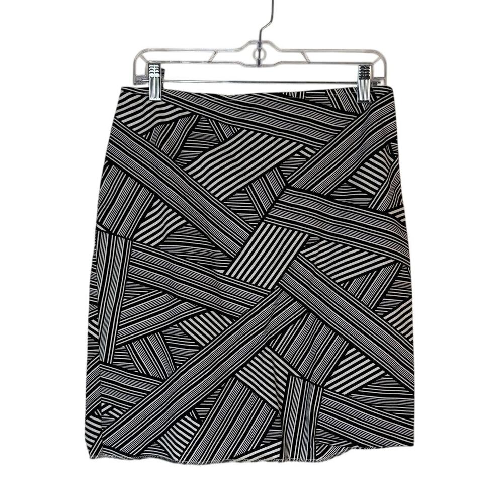 Worth New York Black & White Geometric Stretch Cotton Pencil Mini Skirt Size‎ 10